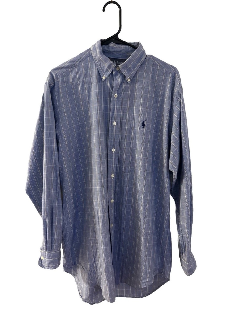 Ralph Lauren Blue Windowpane Long-Sleeve Button-Down Shirt